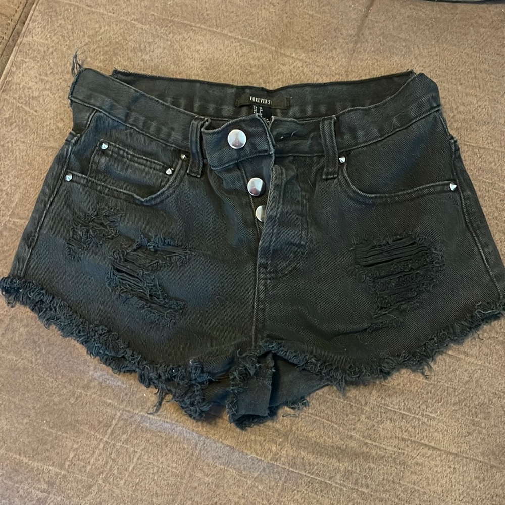 Forever 21 high waisted black denim shorts.